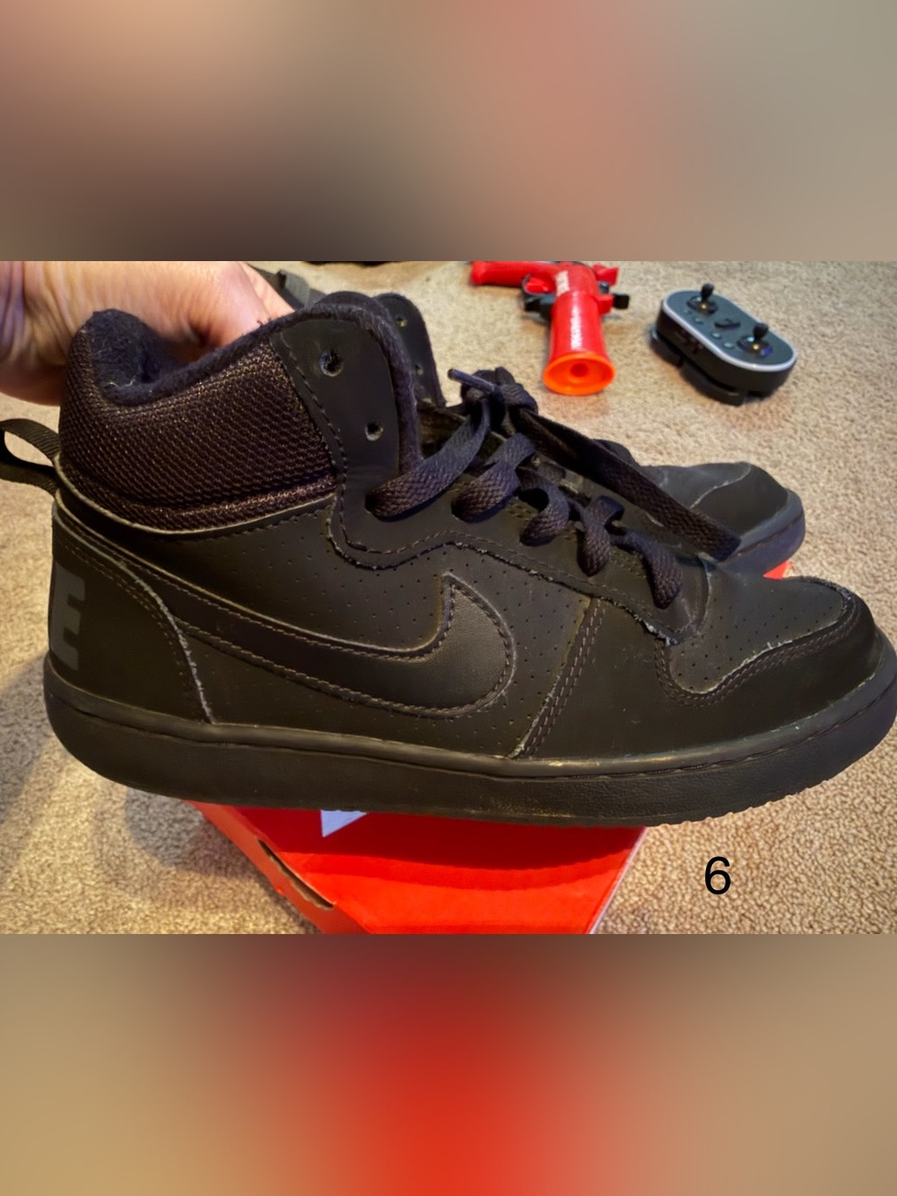 Nike Kids Black High-Top Sneakers with Swoosh